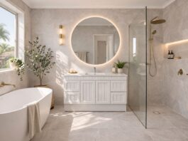 Một phòng tắm thư giãn nên kết hợp nhiều lớp ánh sáng thay vì chỉ phụ thuộc vào một nguồn sáng duy nhất