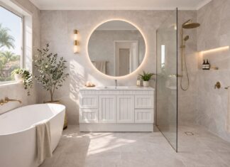 Một phòng tắm thư giãn nên kết hợp nhiều lớp ánh sáng thay vì chỉ phụ thuộc vào một nguồn sáng duy nhất