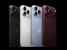 iPhone 18 Pro có bốn màu Đen, Bạc, Băng Thanh và Đỏ Burgundy (Ảnh: Apple)