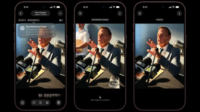 Chế độ Apple Reference Image giúp xác minh ảnh gốc được chụp bằng iPhone. Ảnh: Apple