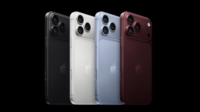 Bốn phiên bản màu của iPhone 18 Pro gồm Đen, Bạc, Băng Thanh và Đỏ Burgundy. Ảnh minh hoạ